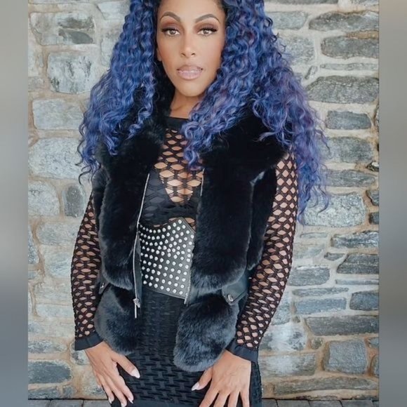 Miz Vegan: Fur & Leather Trimmed Vest - Picture 11 of 16